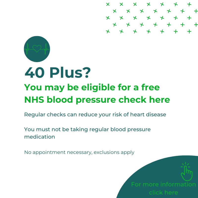 Free NHS blood pressure check click here for more information