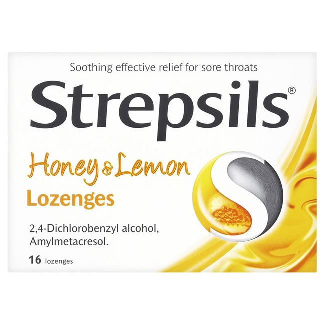 Strepsils Sore Throat Pain Relief Honey and Lemon Flavour 2.4mg Lozenges 16