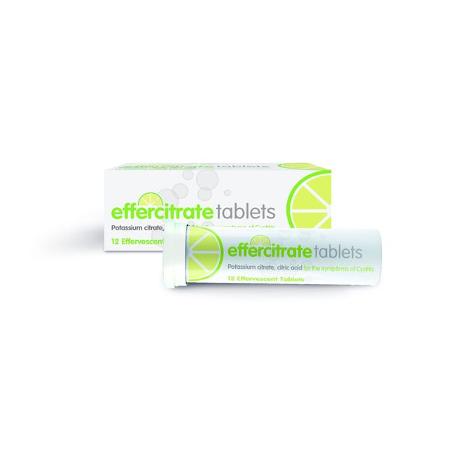 Effercitrate (potassium bicarbonate, anhydrous citric acid) effervescent tablets 12