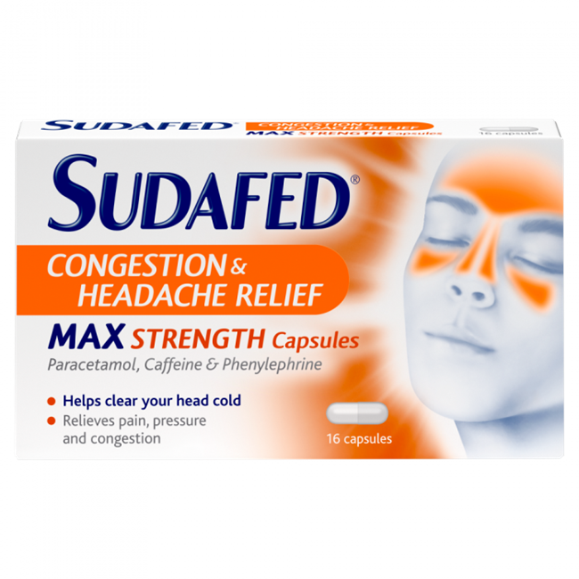 Sudafed Congestion and Headache Max Capsules 16