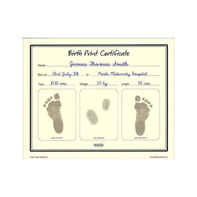 Save The Moment Inkless Foot Print Birth Certificate Keepsake