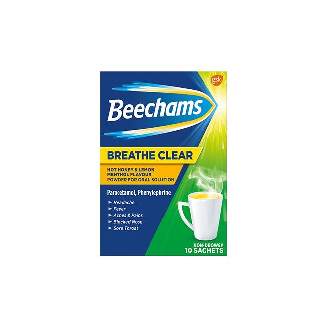 Beechams Breathe Clear Hot Honey, Lemon & Menthol Flavour Powder for Oral Solution 10