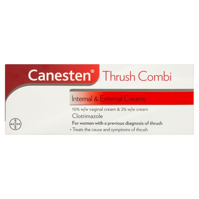 Canesten Thrush Combi Creams (clotrimazole) 10%w/w Internal Cream 5g & 2%w/w External Cream 10g