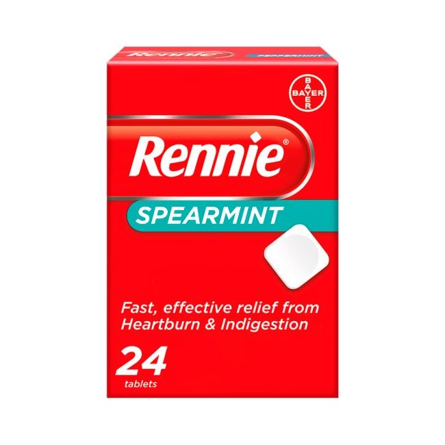 Rennie Spearmint (Calcium Carbonate, Magnesium Carbonate.) tablets 24