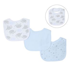 3 Soft Touch Stars and Elephants Velcro Bibs