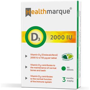 Healthmarque D3 2000IU Vitamins 90 Tablets