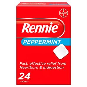 Rennie Peppermint (Calcium Carbonate, Magnesium Carbonate.) tablets 24